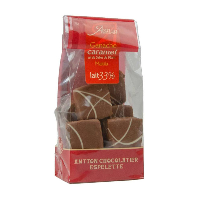 Sachet de ganache caramel chocolat Lait et sel de Salies de Béarn