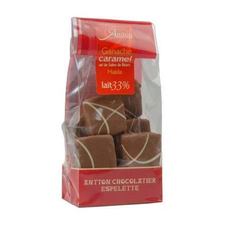 Sachet de ganache caramel chocolat Lait et sel de Salies de Béarn