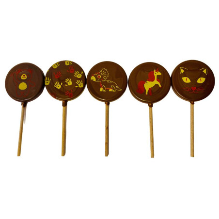 Sucette décorée, chocolat Lait