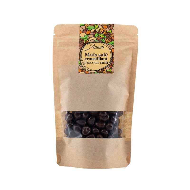 Maïs salé au chocolat Noir 70% de cacao du Pays Basque