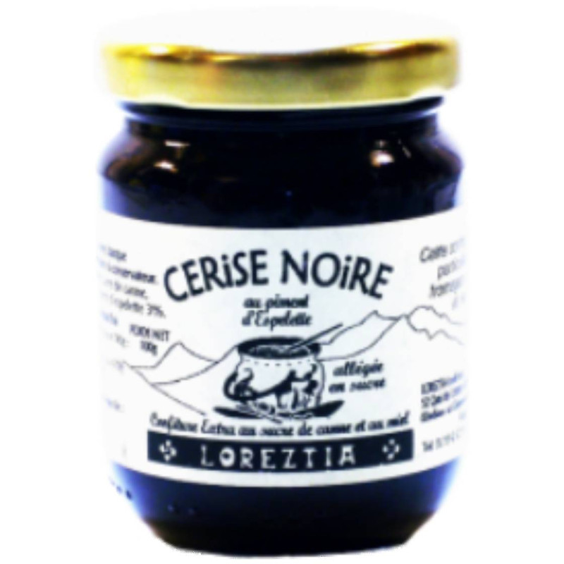 Pot de confiture à la Cerise Noire et piment d'Espelette Loreztia