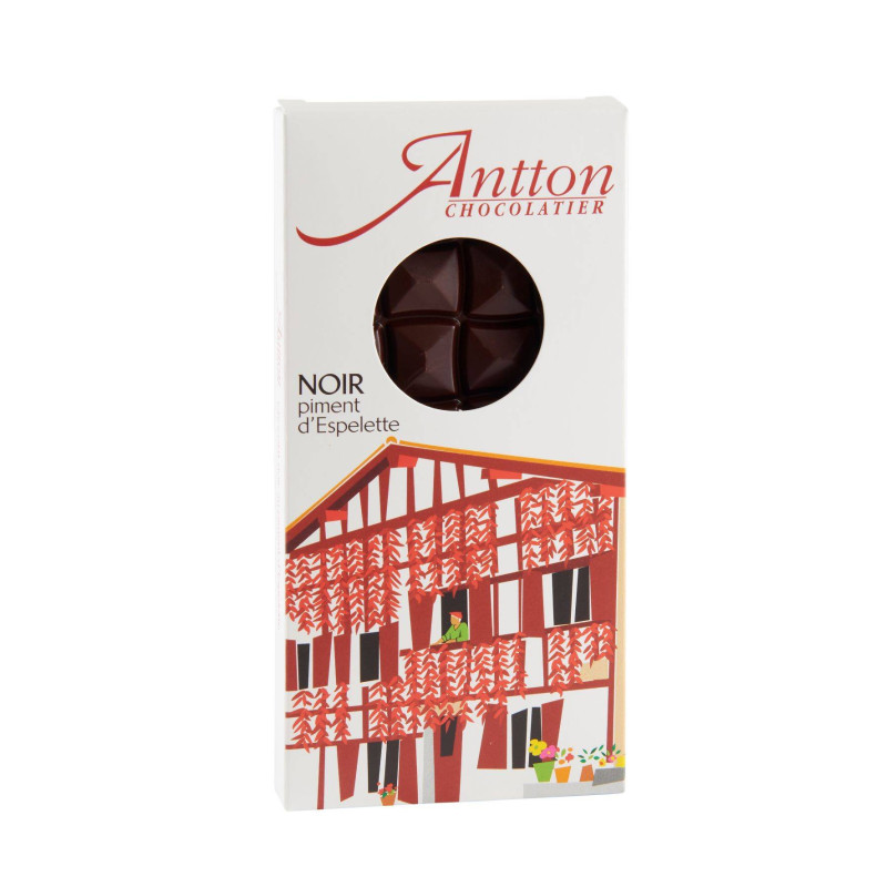 Tablette de chocolat Noir 70% de cacao et au piment d'Espelette
